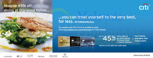 Featured image for Starwood Hotels 45% Off Dining For Citibank Cardmembers 22 Aug 2015