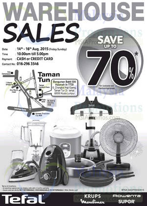 Featured image for Tefal Warehouse Sale 14 – 16 Aug 2015