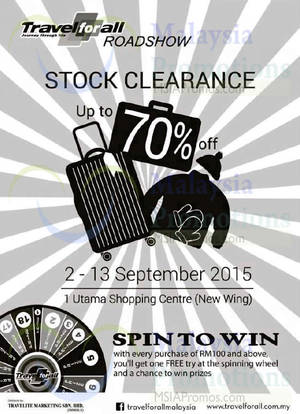 Featured image for (EXPIRED) Travel For All Up to 70% Stock Clearance @ 1 Utama 2 – 13 Sep 2015