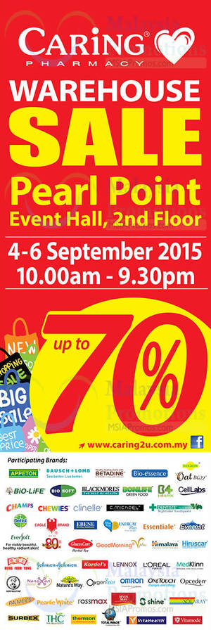 Featured image for (EXPIRED) Caring Pharmacy Warehouse SALE @ Pearl Point 4 – 6 Sep 2015