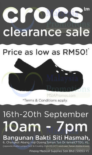 Featured image for Crocs Clearance Sale @ Taman Tun Dr Ismail (TTDI) 16 – 20 Sep 2015