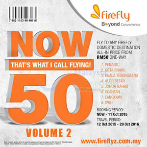 Featured image for (EXPIRED) Firefly RM50 all-in Domestic Destinations Promo 28 Sep – 11 Oct 2015