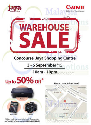 Featured image for (EXPIRED) Canon Warehouse Sale @ Jaya Shopping Centre 3 – 6 Sep 2015