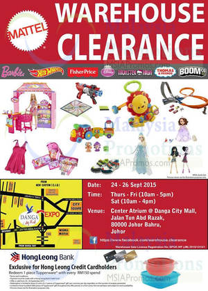 Featured image for (EXPIRED) Mattel Warehouse Clearance @ Danga City Mall 24 – 26 Sep 2015