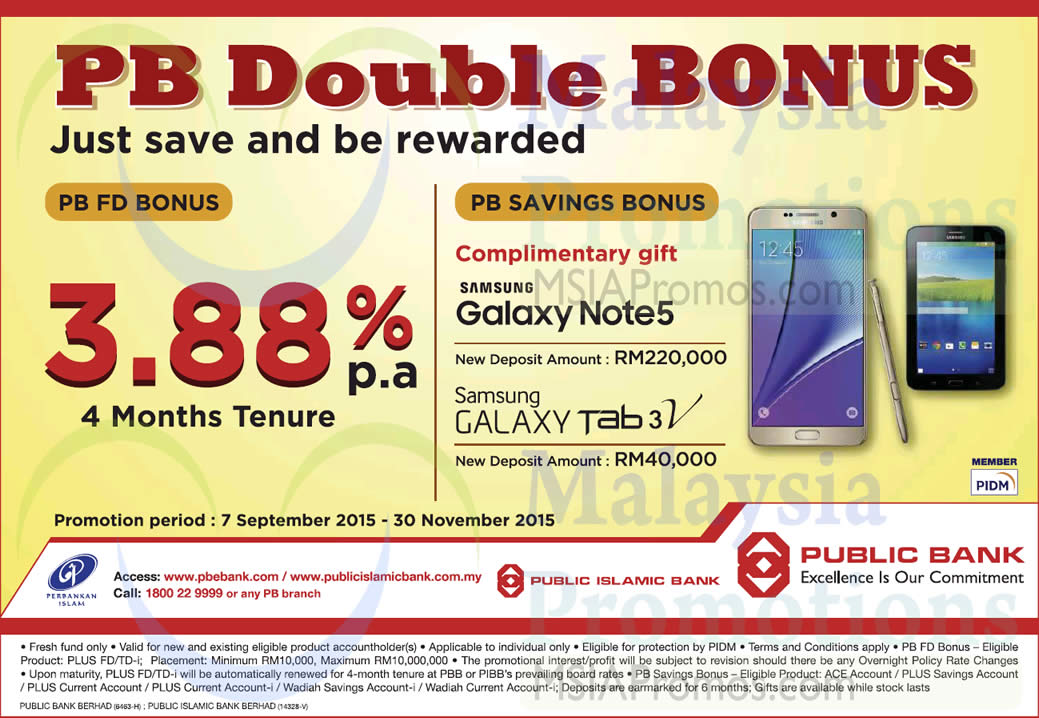 Public Bank 3.88% p.a. FD Bonus 7 Sep - 30 Nov 2015