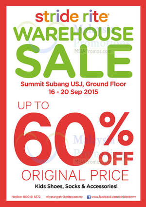 Featured image for Stride Rite Warehouse SALE @ Summit Subang USJ 16 – 20 Sep 2015