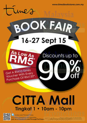 Featured image for (EXPIRED) Times Bookstores Up To 90% Off Fair @ Citta Mall 16 – 27 Sep 2015