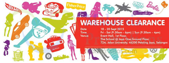 Featured image for Mattel Warehouse Clearance @ The School Jaya One 18 - 20 Sep 2015