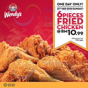 Featured image for Wendy’s RM10.99 6pcs Fried Chicken 1-Day Promo 27 Sep 2015