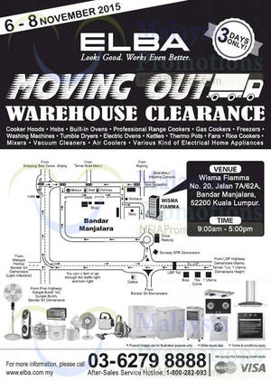 Featured image for (EXPIRED) Elba Moving Out Warehouse Clearance @ Kuala Lumpur 6 – 8 Nov 2015