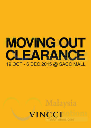 Featured image for Vincci Moving Out SALE @ SACC Mall Selangor 19 Oct – 6 Dec 2015