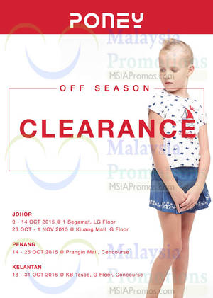 Featured image for Poney Off-Season Clearance Sale @ Kluang Mall Johor 23 Oct – 1 Nov 2015