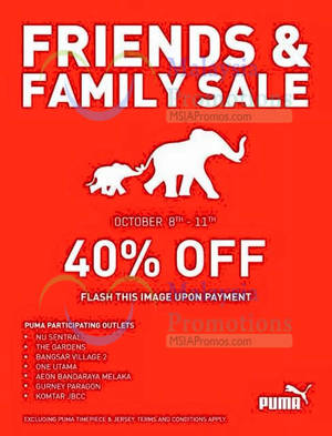 Featured image for (EXPIRED) Puma 40% OFF Storewide Coupon @ Selected Outlets 8 – 11 Oct 2015