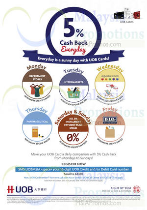 Featured image for UOB 5% Cashback Promotion 16 Oct 2015 – 3 Jan 2016