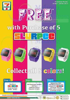 Featured image for 7 Eleven Buy Slurpees & Get FREE LED Watch 10 Nov – 28 Dec 2015