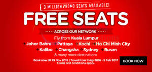 Featured image for (EXPIRED) Air Asia FREE Seats Promotion 23 – 29 Nov 2015