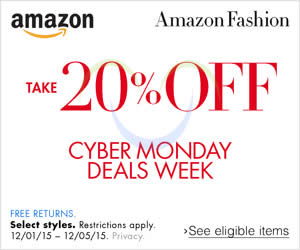 Featured image for Amazon.com 20% OFF Fashion, Shoes, Jewellery & More (NO Min Spend) Cyber Monday Coupon Code 1 – 6 Dec 2015