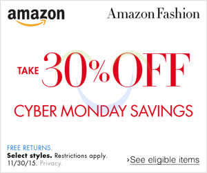 Featured image for (EXPIRED) Amazon.com 30% OFF Fashion, Shoes, Jewellery & More (NO Min Spend) Cyber Monday Coupon Code 30 Nov – 1 Dec 2015