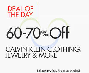 Featured image for (EXPIRED) Calvin Klein 60% to 70% Off Clothing, Jewellery & More 24hr Promo 2 – 3 Nov 2015