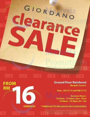 Featured image for (EXPIRED) Giordano Clearance Sale @ 1 Utama 6 – 8 Nov 2015