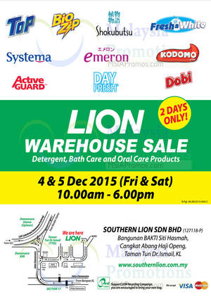 Featured image for (EXPIRED) Lion (Fresh & White, Systema, Top, etc) Warehouse Sale 4 – 5 Dec 2015