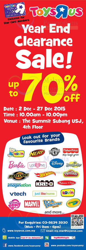 Featured image for Toys “R” Us Clearance SALE @ The Summit 2 – 27 Dec 2015