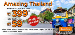 Featured image for (EXPIRED) Air Asia Go fr RM399/pax Thailand (2N Stay + Return Flights + Taxes) Promo 25 Jan – 21 Feb 2016