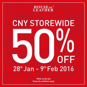 Featured image for (EXPIRED) House Of Leather 50% OFF Storewide Promo 28 Jan – 9 Feb 2016