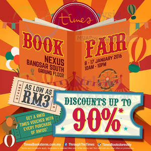 Featured image for Times Bookstores Up To 90% Off Sale @ Nexus, Bangsar South 8 – 17 Jan 2016