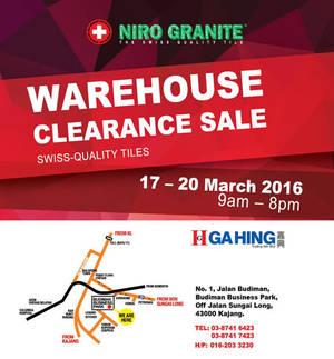 Featured image for Niro Granite Warehouse Sale @ Kajang 17 – 20 Mar 2016
