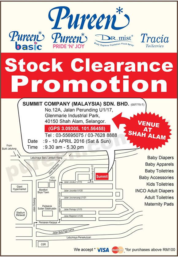 Pureen Warehouse Stock Clearance SALE (Apr 2016) 9 – 10 