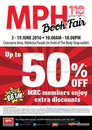 Featured image for (EXPIRED) MPH Book Fair at Mahkota Parade Melaka from 3 – 19 Jun 2016