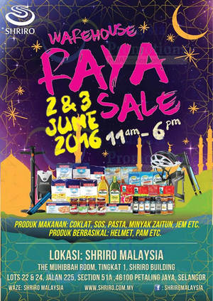 Featured image for (EXPIRED) Shriro Warehouse Sale at Petaling Jaya from 2 – 3 Jun 2016