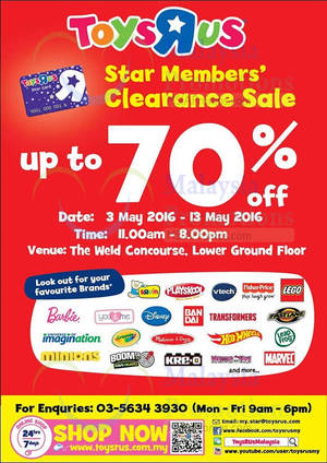 Featured image for (EXPIRED) Toys “R” Us Clearance SALE at The Weld from 3 – 13 May 2016