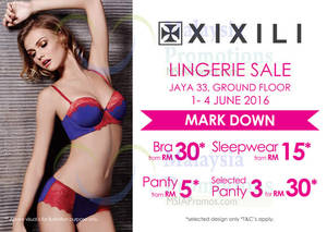 Featured image for (EXPIRED) XIXILI Lingerie Sale at Jaya 33 from 1 – 4 Jun 2016