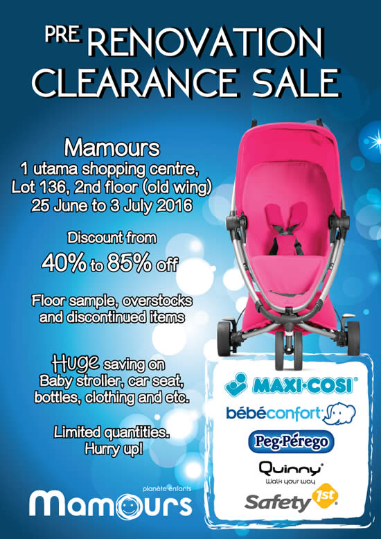 Mamours Clearance Sale at 1 Utama from 25 Jun – 3 Jul 2016