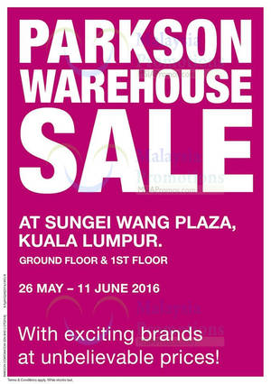 Featured image for (EXPIRED) Parkson Warehouse Sale at Sungei Wang Plaza from 26 May – 11 Jun 2016