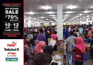 Featured image for Sport Planet Off Season Sale at Selayang Capitol Complex Selangor from 10 – 12 Jun 2016