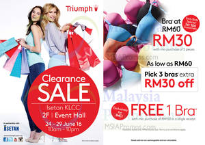 Featured image for (EXPIRED) Triumph Lingerie Clearance Sale from 24 – 29 Jun 2016