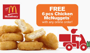 Featured image for (EXPIRED) McDonald’s McDelivery FREE 6pcs Chicken McNuggets Promo from 1 Jul 2016