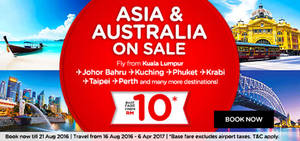 Featured image for (EXPIRED) Air Asia: Fares fr RM10* to over 70 Destinations from 15 – 21 Aug 2016