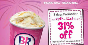 Featured image for (EXPIRED) Baskin-Robbins: 31% Off Handpacked Ice Cream from 29 – 31 Aug 2016