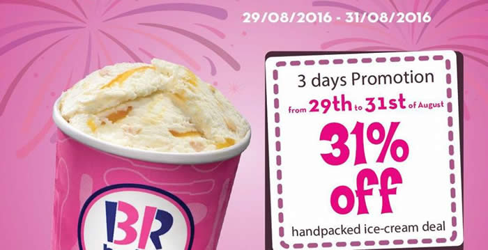 Featured image for Baskin-Robbins: 31% Off Handpacked Ice Cream from 29 - 31 Aug 2016