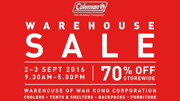 Featured image for Coleman: Warehouse Sale - 70% OFF Storewide at Shah Alam from 2 - 3 Sep 2016