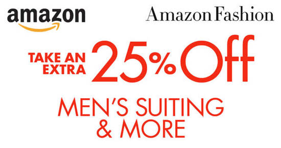 Featured image for Amazon.com: Coupon Code for 25% OFF Selected Men's Suiting & More (NO Min Spend) from 5 - 18 Nov 2016