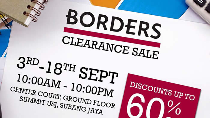 Featured image for Borders: Clearance Sale at Summit USJ from 3 - 18 Sep 2016