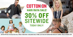 Featured image for (EXPIRED) Cotton On: 1-Day Sale – 30% OFF Sitewide Men, Women, Kids, Typo, Body & More on 12 Sep 2016