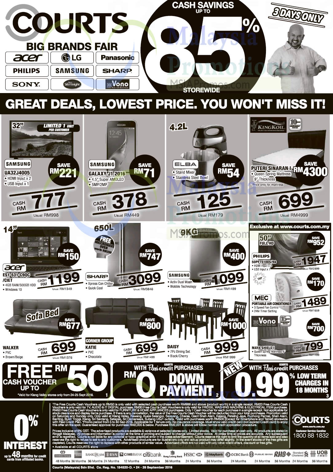 Courts: Up To 85% Off Savings Offers from 24 – 26 Sep 2016