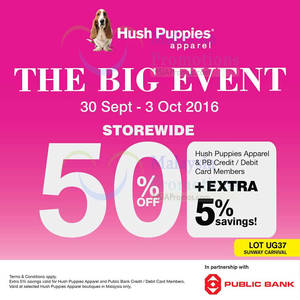 Featured image for (EXPIRED) Hush Puppies Apparel: 50% Off Storewide from 30 Sep – 3 Oct 2016