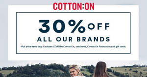 Featured image for (EXPIRED) Cotton On: 48hr Online Sale – 30% OFF Storewide Men, Women, Kids, Typo, Body & More from 18 – 19 Oct 2016